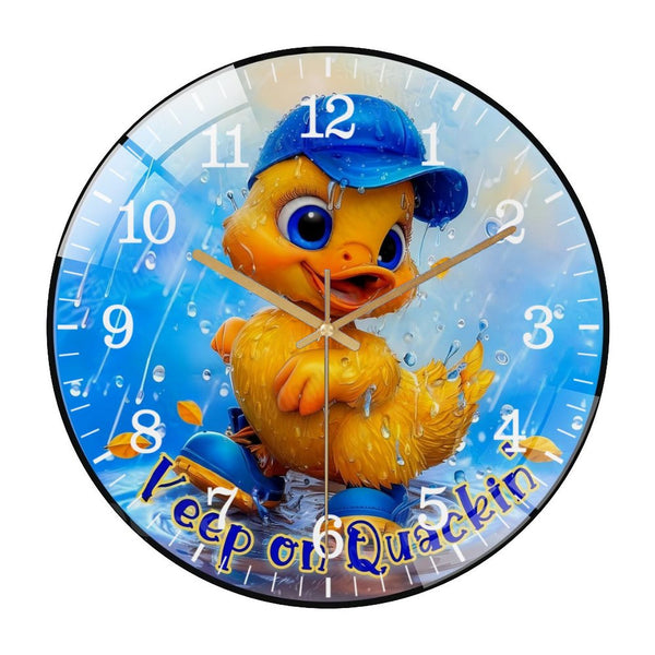 Decor Wall Clock: Summer Duck Glass Wall Clock,  Duck Spring Wall Clock  for Homes, Bars, Offices, Man Caves, Garages, And Living Rooms .Also Makes A Great Gift. Style 12×12inch(30×30cm)