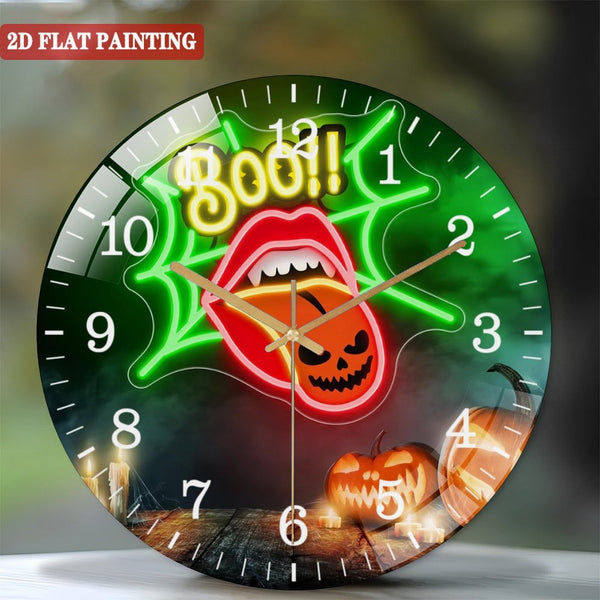 Decor Wall Clocks: Spooky Party Décor Glass Wall Clocks, Halloween Gifts Glass Wall Clocks for Homes, Bars, Offices, Man Caves, Garages, And Living Rooms. for Gift Home Wall Decor.