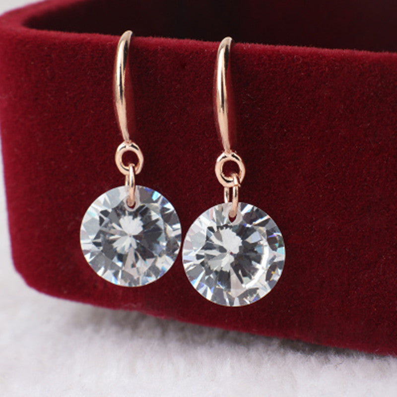 Lady Elegant Fashion Noble Zircon Crystal Dangle Drop Earrings