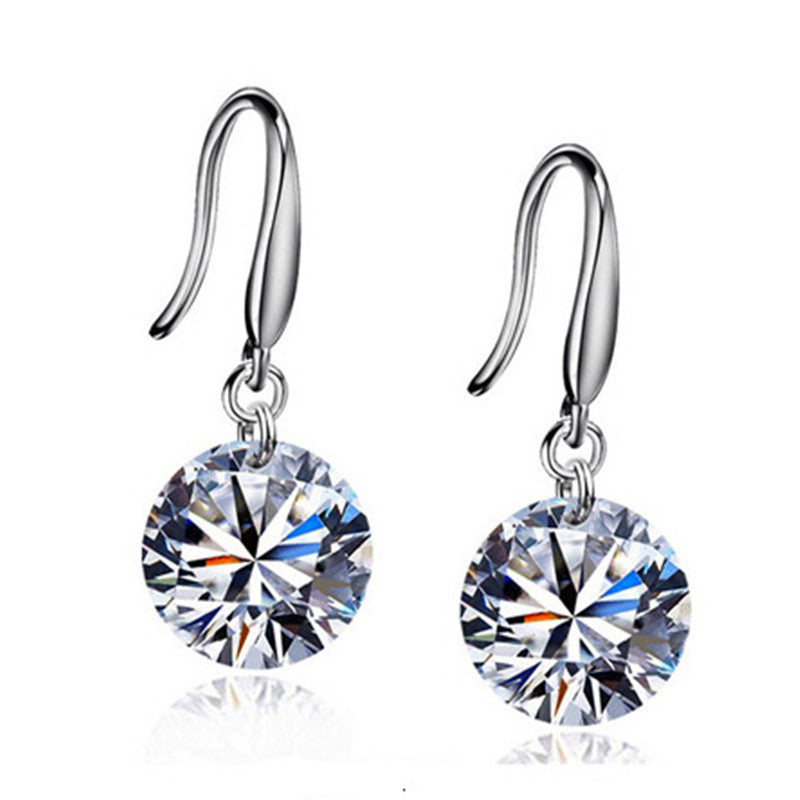 Lady Elegant Fashion Noble Zircon Crystal Dangle Drop Earrings
