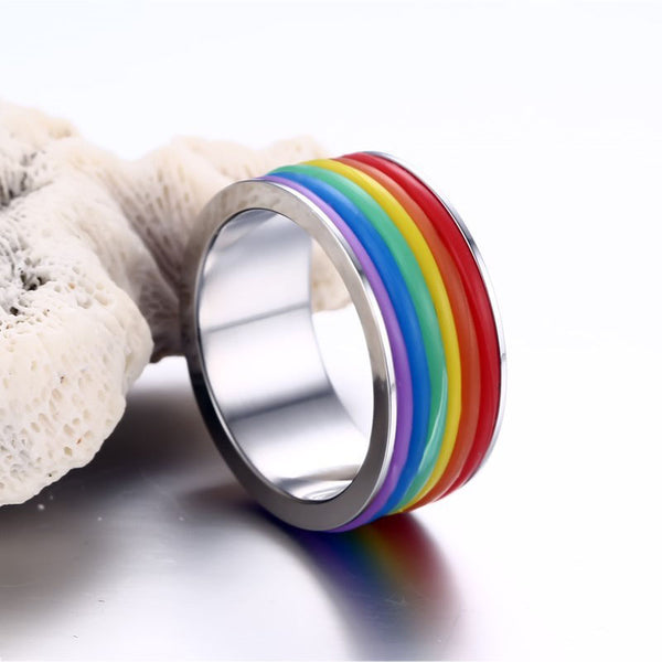 Anillo arcoíris multicolor de moda para mujer