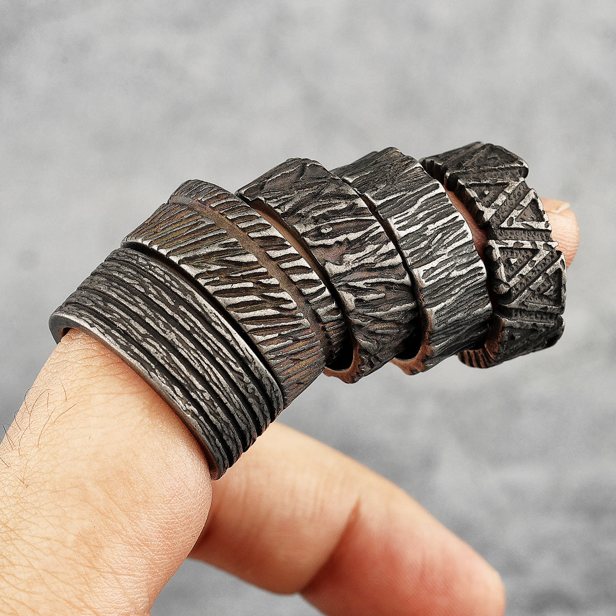Charm Trendy Simple Vintage Black Stainless Steel  Rings