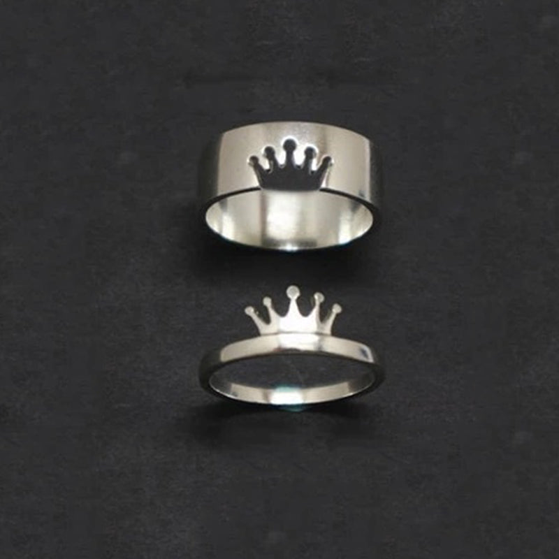 Om Pyramid King and Queen Crown Matching Rings