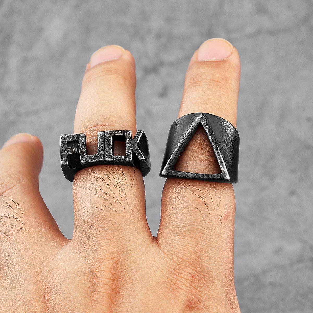 Charm Trendy Simple Vintage Black Stainless Steel  Rings