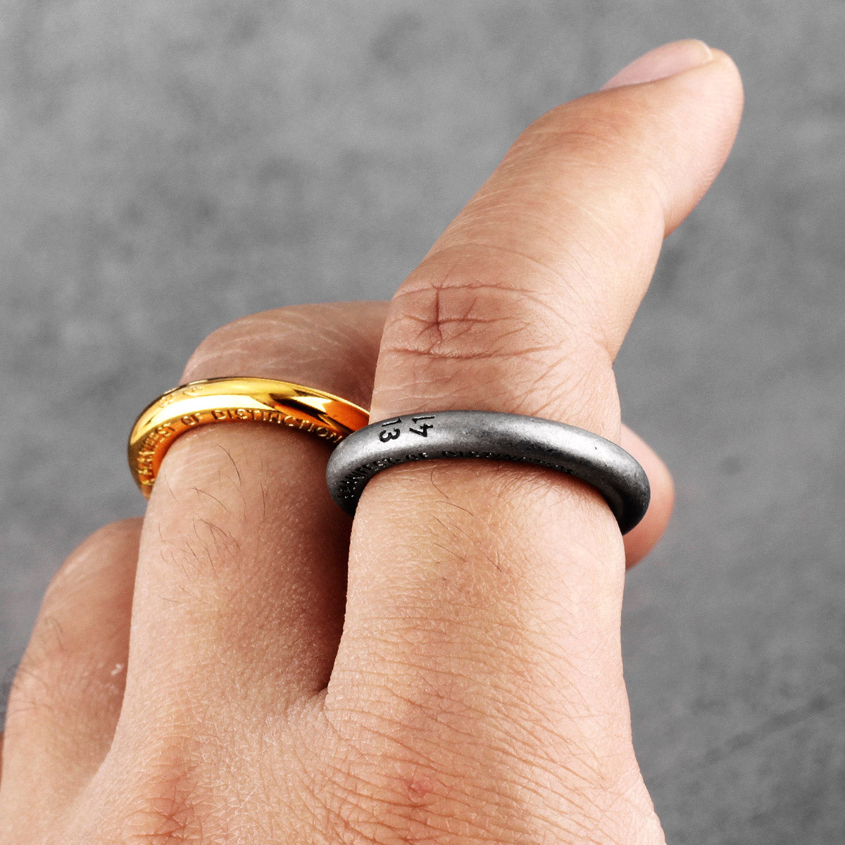 Charm Trendy Simple Vintage Black Stainless Steel  Rings