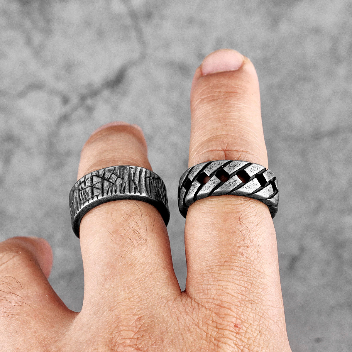 Charm Trendy Simple Vintage Black Stainless Steel  Rings