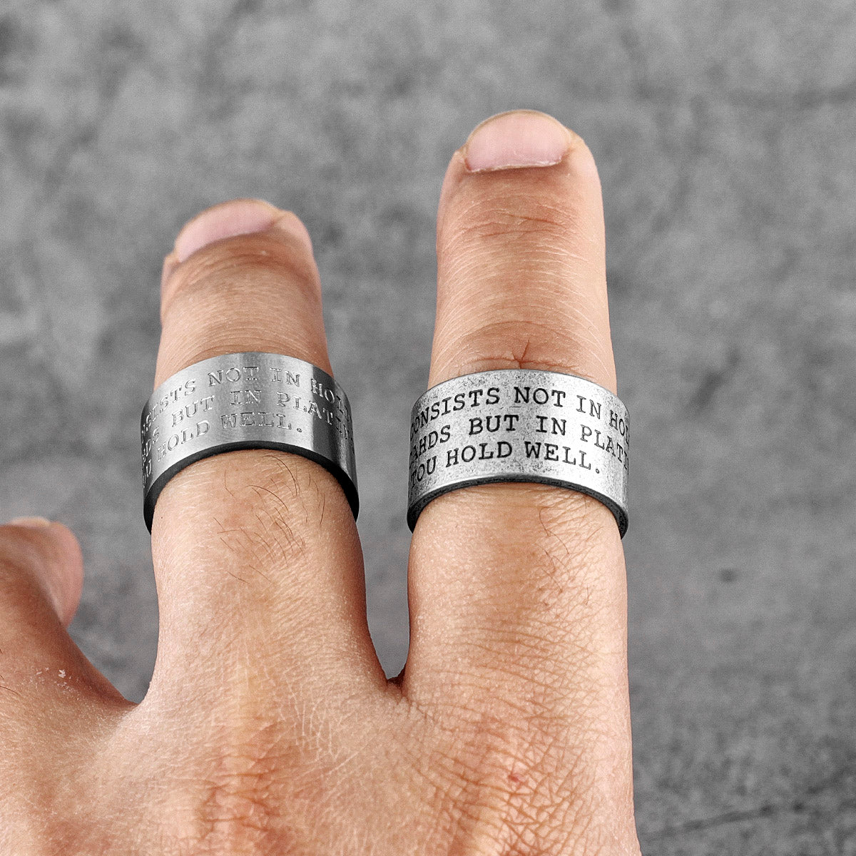 Charm Trendy Simple Vintage Black Stainless Steel  Rings