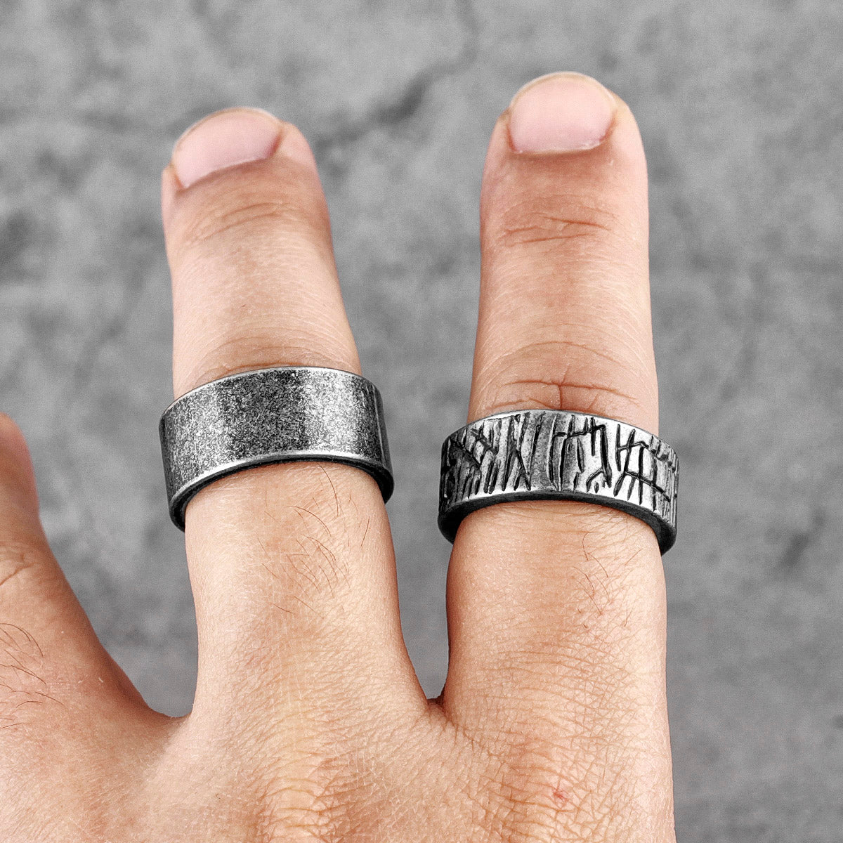 Charm Trendy Simple Vintage Black Stainless Steel  Rings