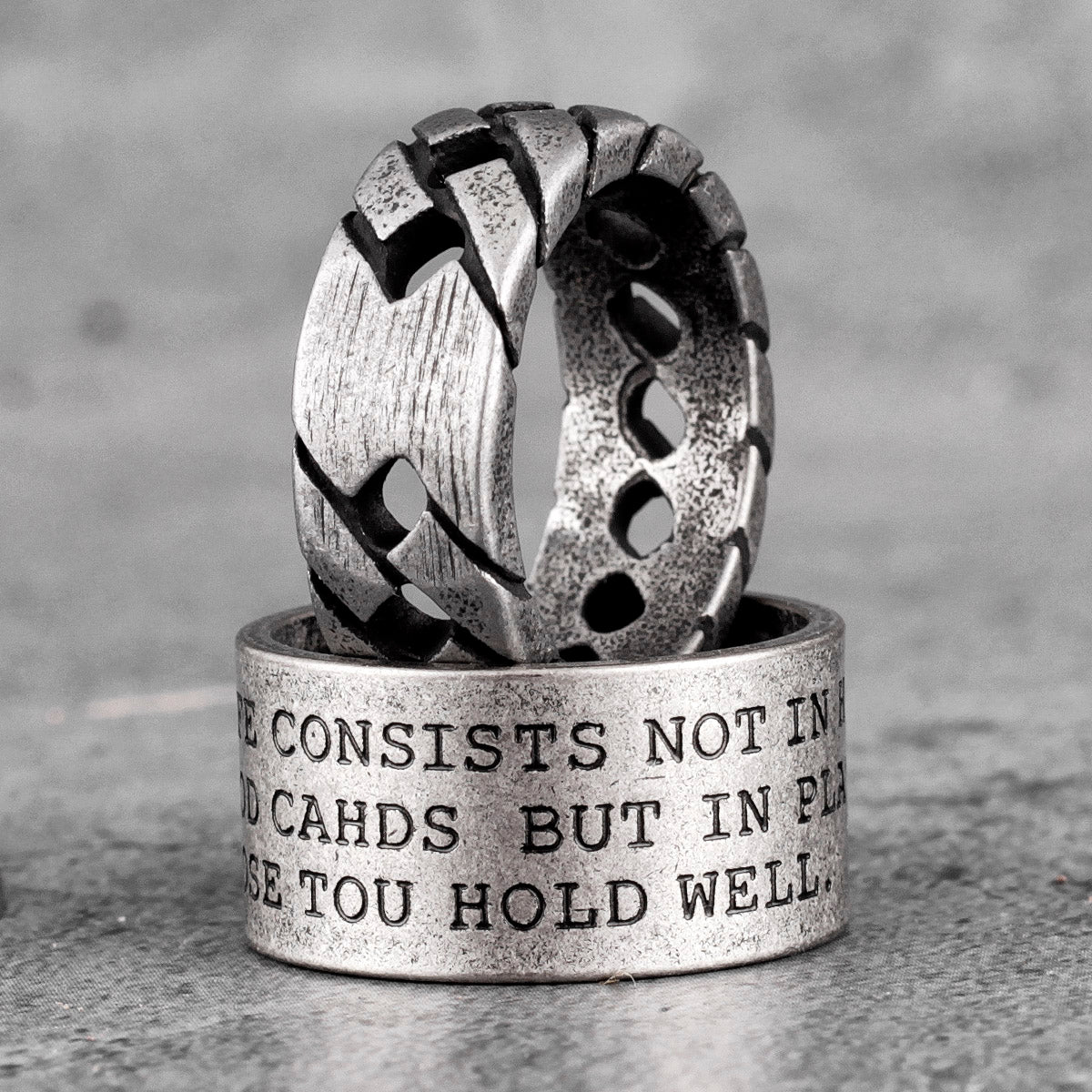 Charm Trendy Simple Vintage Black Stainless Steel  Rings