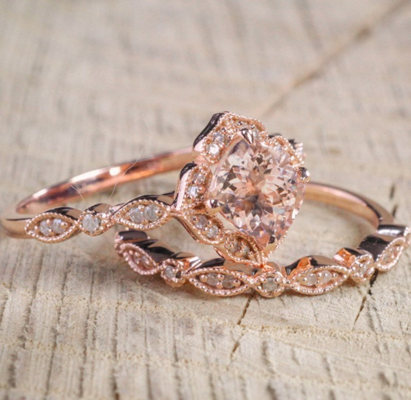 Gothic Skull Hand Holding Peach Heart Zircon Ring