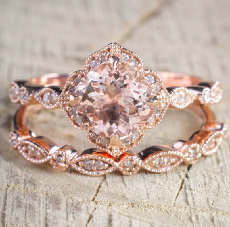 Gothic Skull Hand Holding Peach Heart Zircon Ring