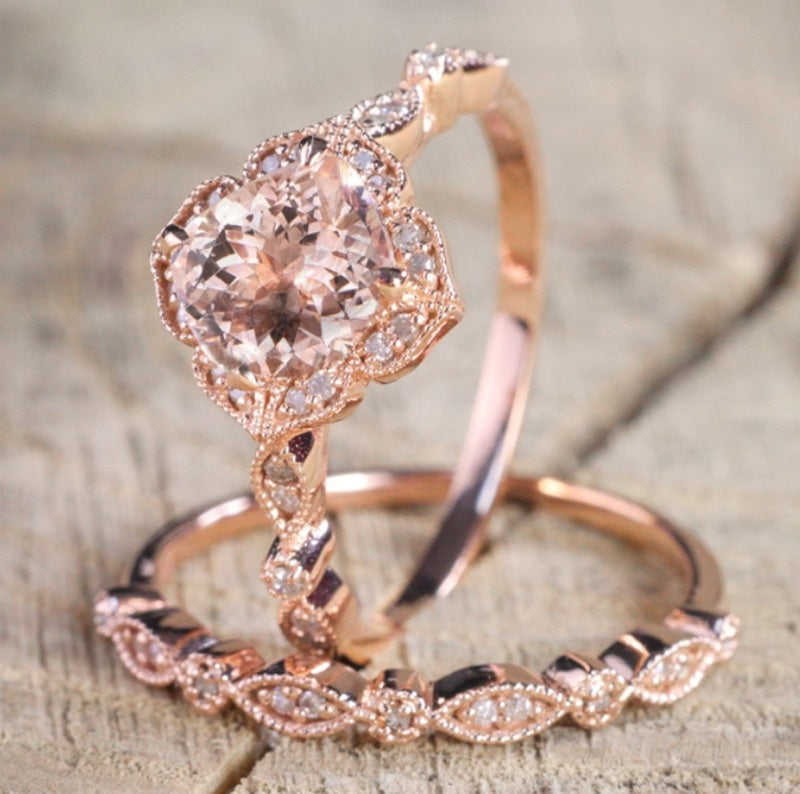 Gothic Skull Hand Holding Peach Heart Zircon Ring