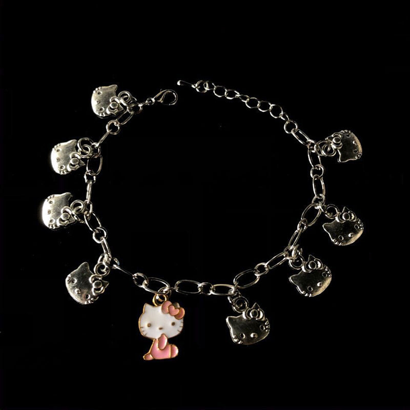 Japanese Cute Kitty Pendant Necklace Earrings Bracelet Set