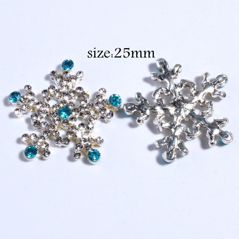 10PCS 25MM Fashion Bling Snow Shape Rhinestone Buttons  Silver Crystal Button