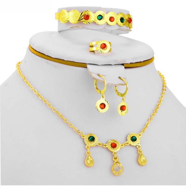 Conjuntos de joyas para bebés con monedas árabes de color dorado para niños