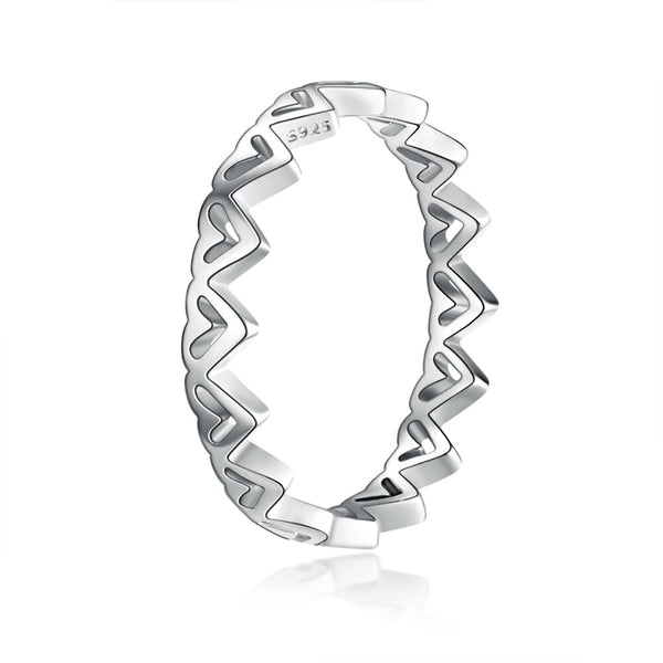 New 3 Color Crown Love Heart Silver Color Crystal Rings For Women