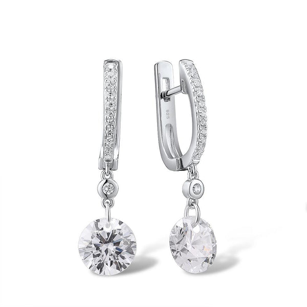 925 Sterling Silver Sparkling White Cubic Zirconia Drop Earrings