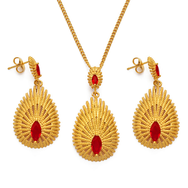 Conjuntos de joyas africanas de collar y pendientes de color dorado