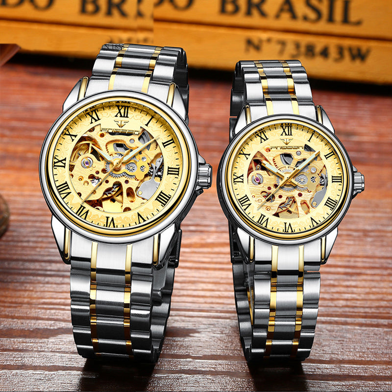 Couple Steel Mechanical Wrist Watch for Men and Women