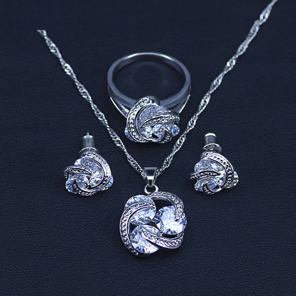 Conjuntos de joyas nupciales de color plata natural