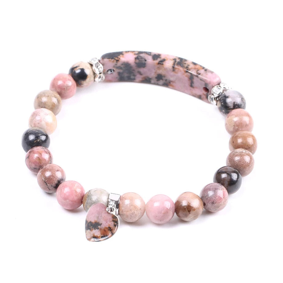 Natural Gem Stone Rhodonite Beads Bracelets