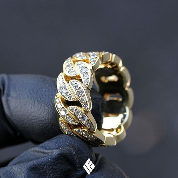 Anillo de cristal CZ estilo hip hop rock para mujer