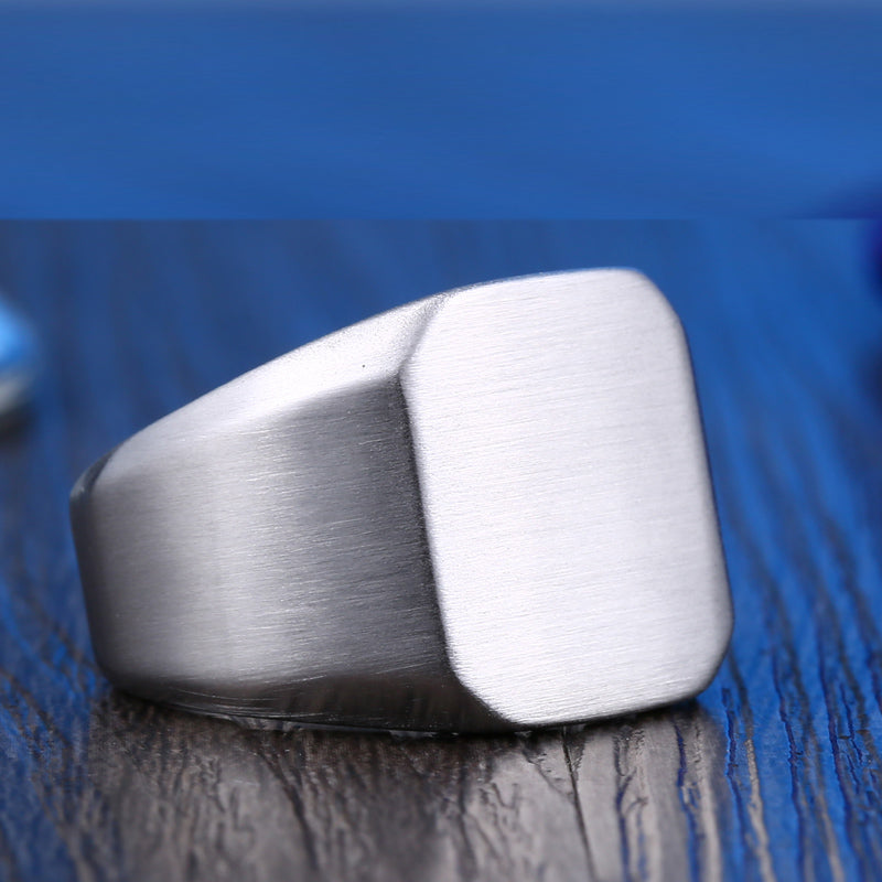 316L Stainless Steel Biker High Polished Signet Solid  Ring for men
