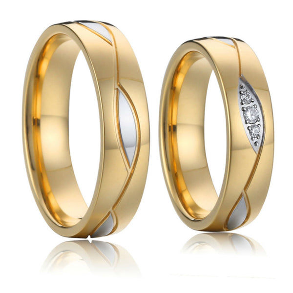 Juego de anillos de boda para parejas de compromiso de la Alianza de Amantes