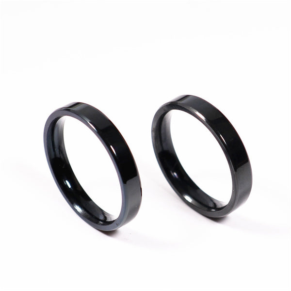 Anillo de 3 mm para hombre y mujer, titanio negro.