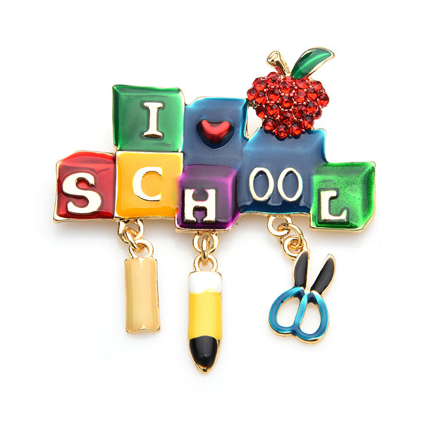 Enamel School Brooches Stationary Tools Party Casual Brooch Pins Gifts