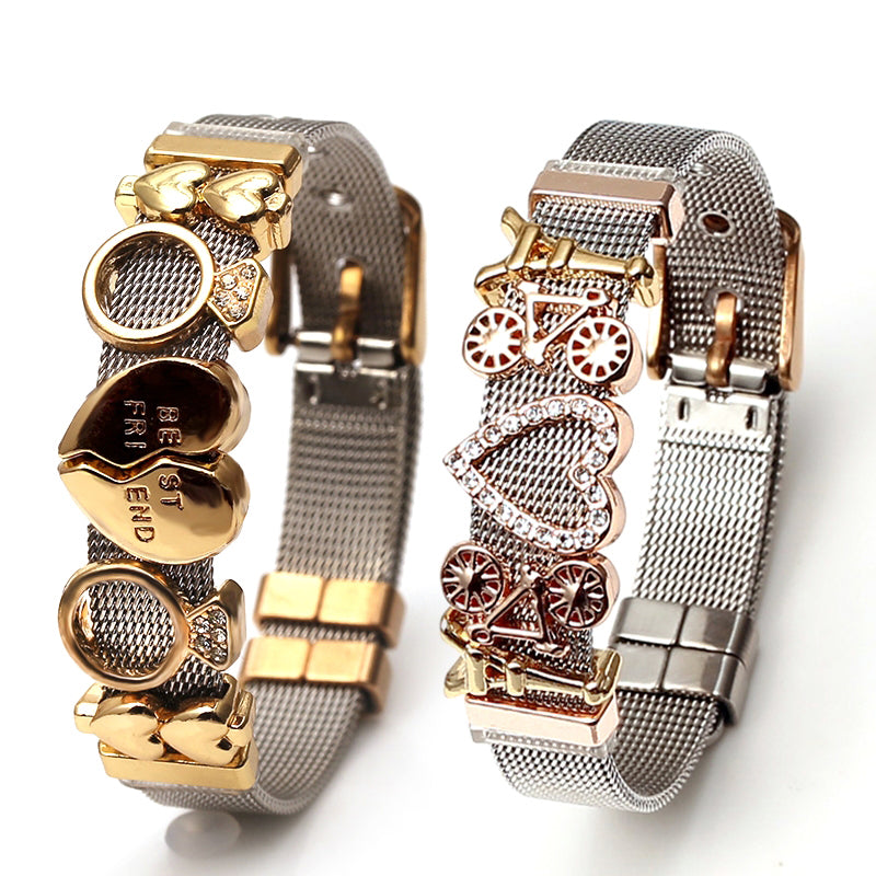 Colorful Stainless Steel Mesh Watch Belt Bracelets For Women