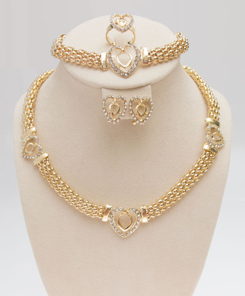Dubai  Gold Color Heart Shape Necklace Set