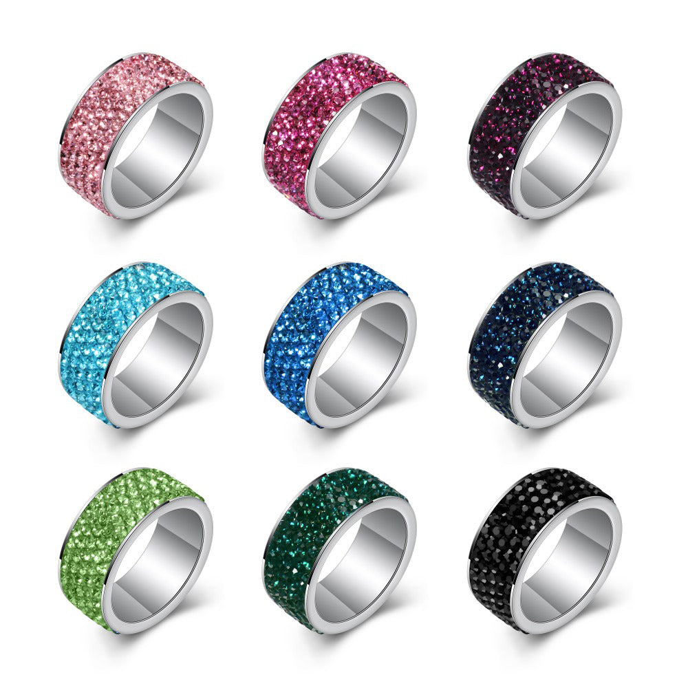 316L stainless steel Womens Wedding rings CZ Crystal Pave Rings