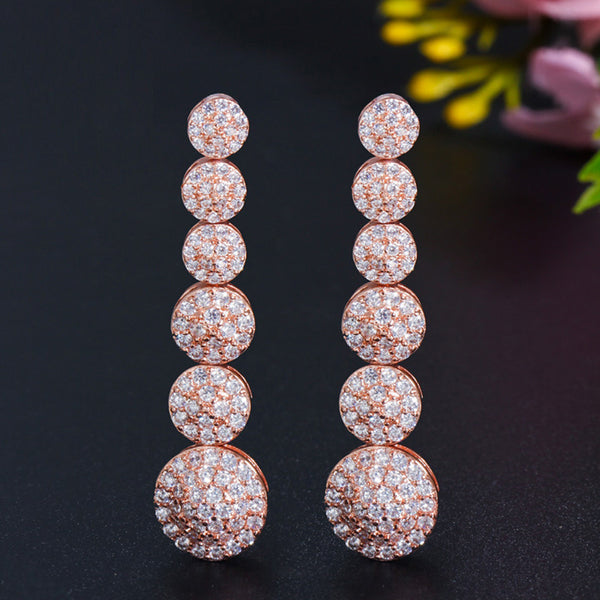 Pendientes largos colgantes con diseño famoso de moda, grandes, redondos, con pavé de circonitas cúbicas AAA+