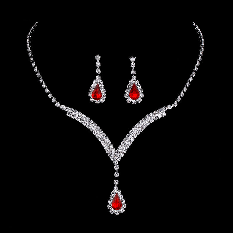 Silver Plated V Shaped Bridal Jewelry Sets