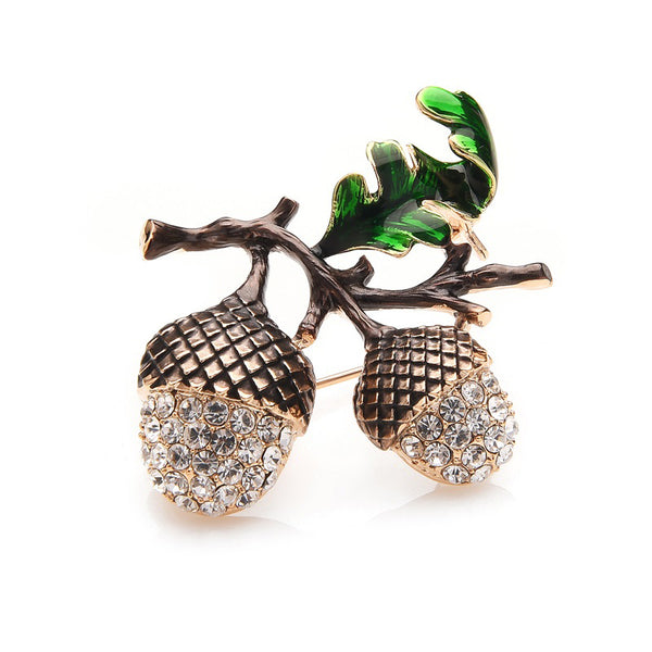 Rhinestone Pine Tower Enamel Brooches Men Women