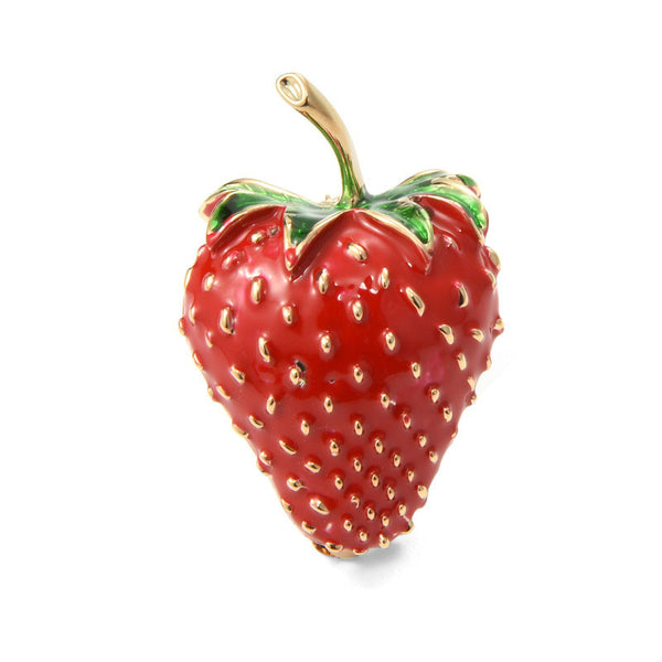 Lovely  Red Strawberry Brooches Women And Men Metal Enamel Weddings Party Brooch