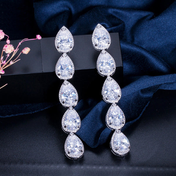 Big Sparkling Long Cubic Zirconia Earrings