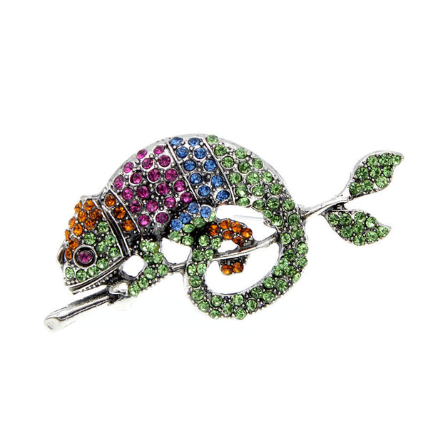 Rhinestone Lizard Brooches For Women Chameleon Pin Animal Design Pins Fashion Jewelry