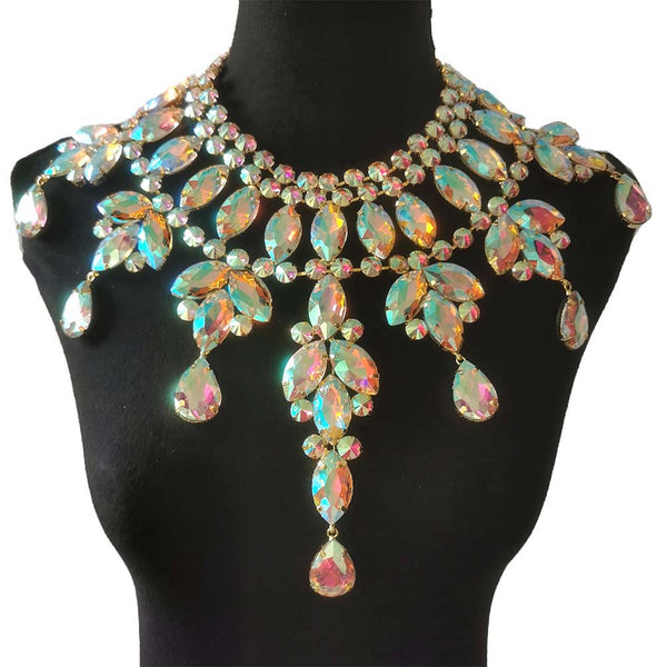 Luxury Women Necklace Big Pendant Crystal AB Glass Gemstone Fashion Jewelry
