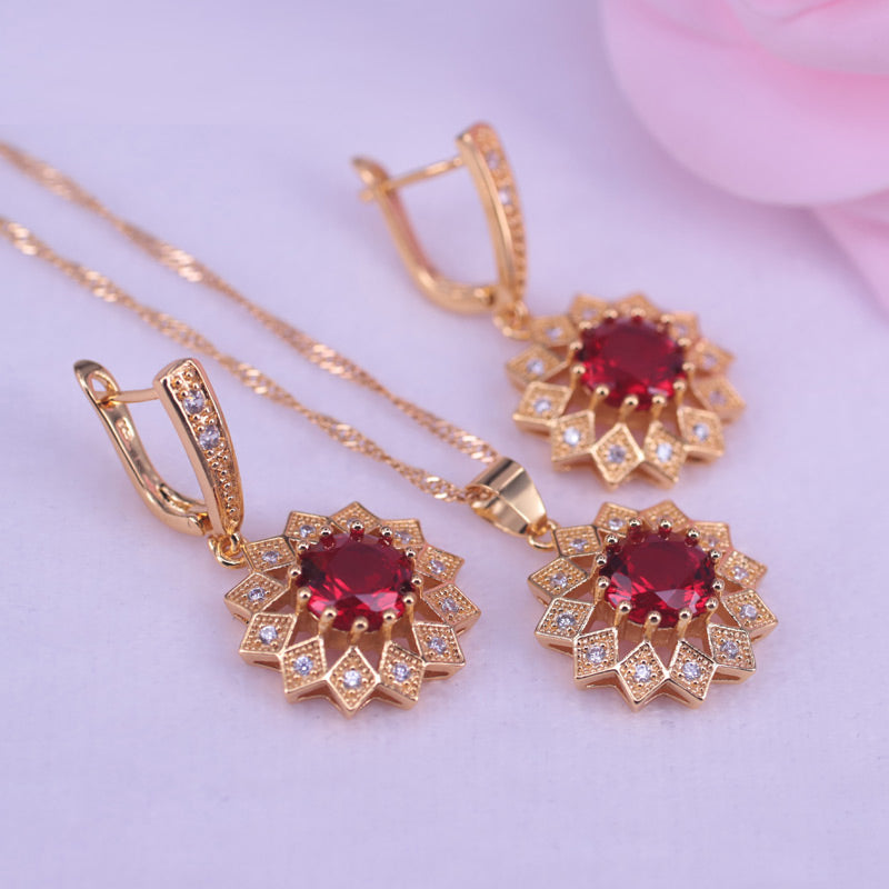 Romantic Wedding Jewelry Flower Necklace and Earring set