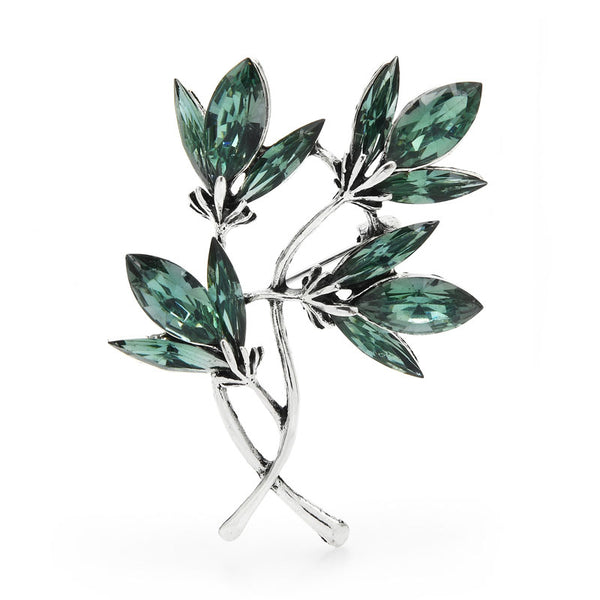 Green Sparlking Crystal Brooch Pins Flower Women Fashion Brooches