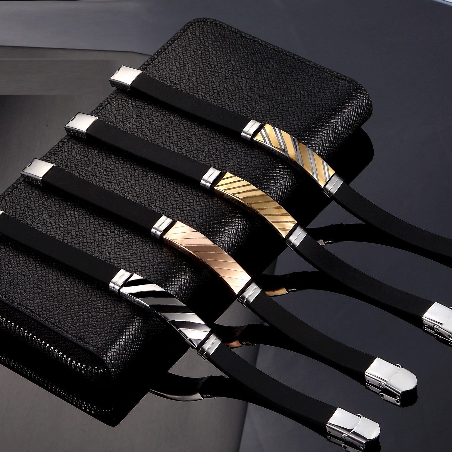 Hot Sale Geometric Stripe Cuff Silicone Bracelet