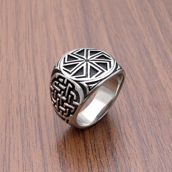 Anillo amuleto vikingo eslavo de acero inoxidable 316L estilo punk