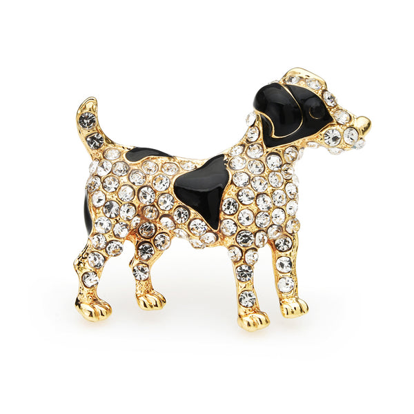 Enamel Spot Dog Brooches Women Rhinestone Dog Pets Animal Party Casual Brooch