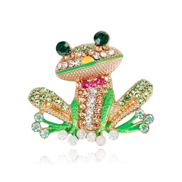 Lovely Rhinestone Frog Brooches Women Unisex Animal Party Casual Brooch