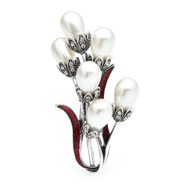 Pearl Enamel Flower Brooches Women Bouquet Weddings Banquet Brooch