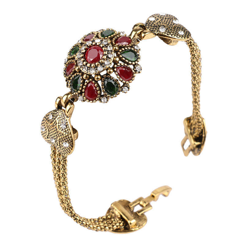 Turkey Bracelet For Women Alloy Red Resin Gold Color Bangle