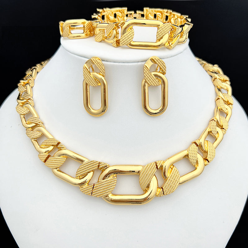 Dubai Jewelry For Women Latest Gold Color Necklace Earrings African Big Jewelry