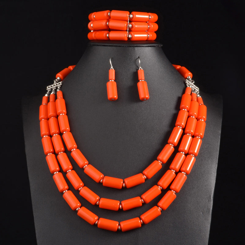 Bib Beads Necklace Earring Bracelet Sets